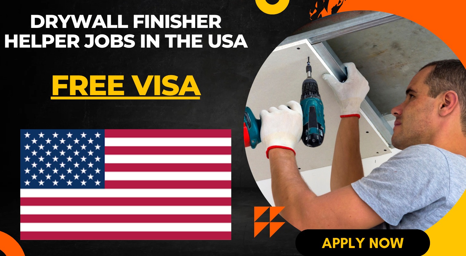 Drywall Finisher Helper Jobs in the USA with Work Visa